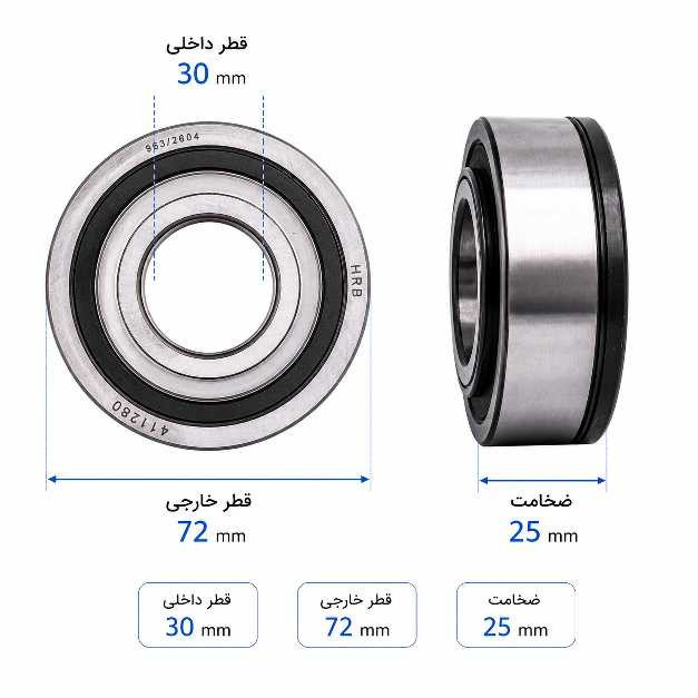 بلبرینگ چرخ عقب اچ ار بی مدل 411280 قطر 25 میلی متر مناسب برای پیکان